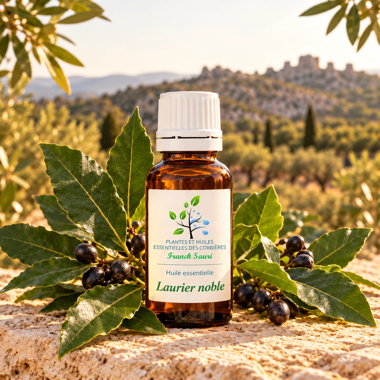 huile essentielle laurier noble bio (origine France,Corbières) avec sa plante associée – Franck Sauri