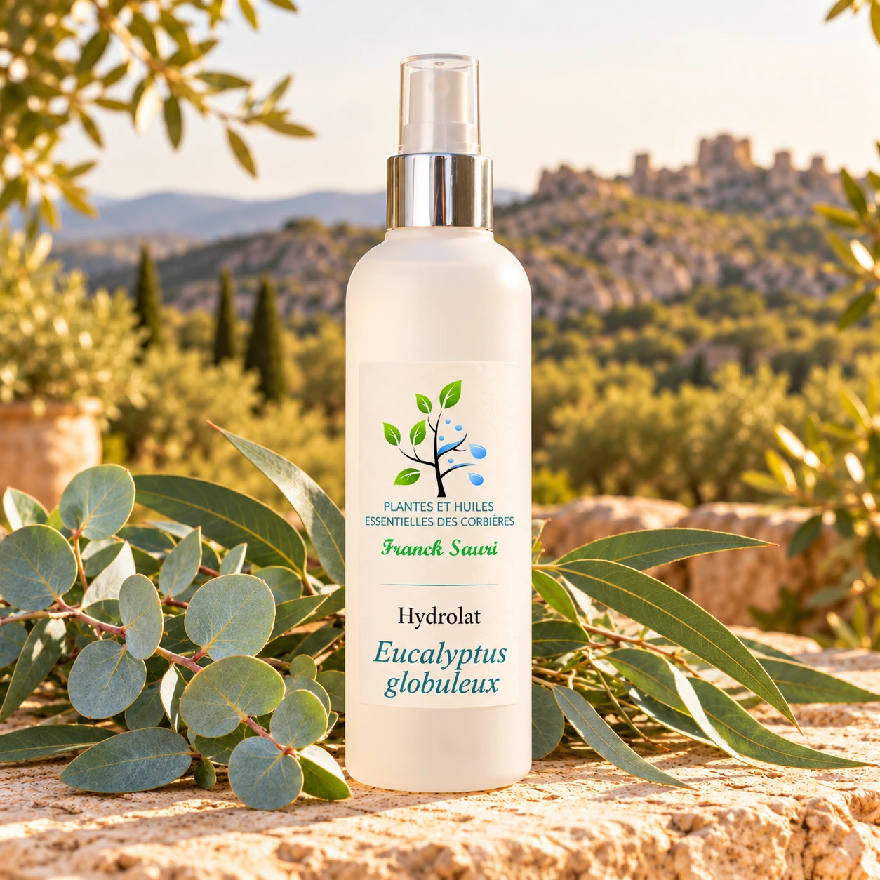 Hydrolat d'Eucalyptus globuleux des Corbières bio avec sa plante associée – Franck Sauri