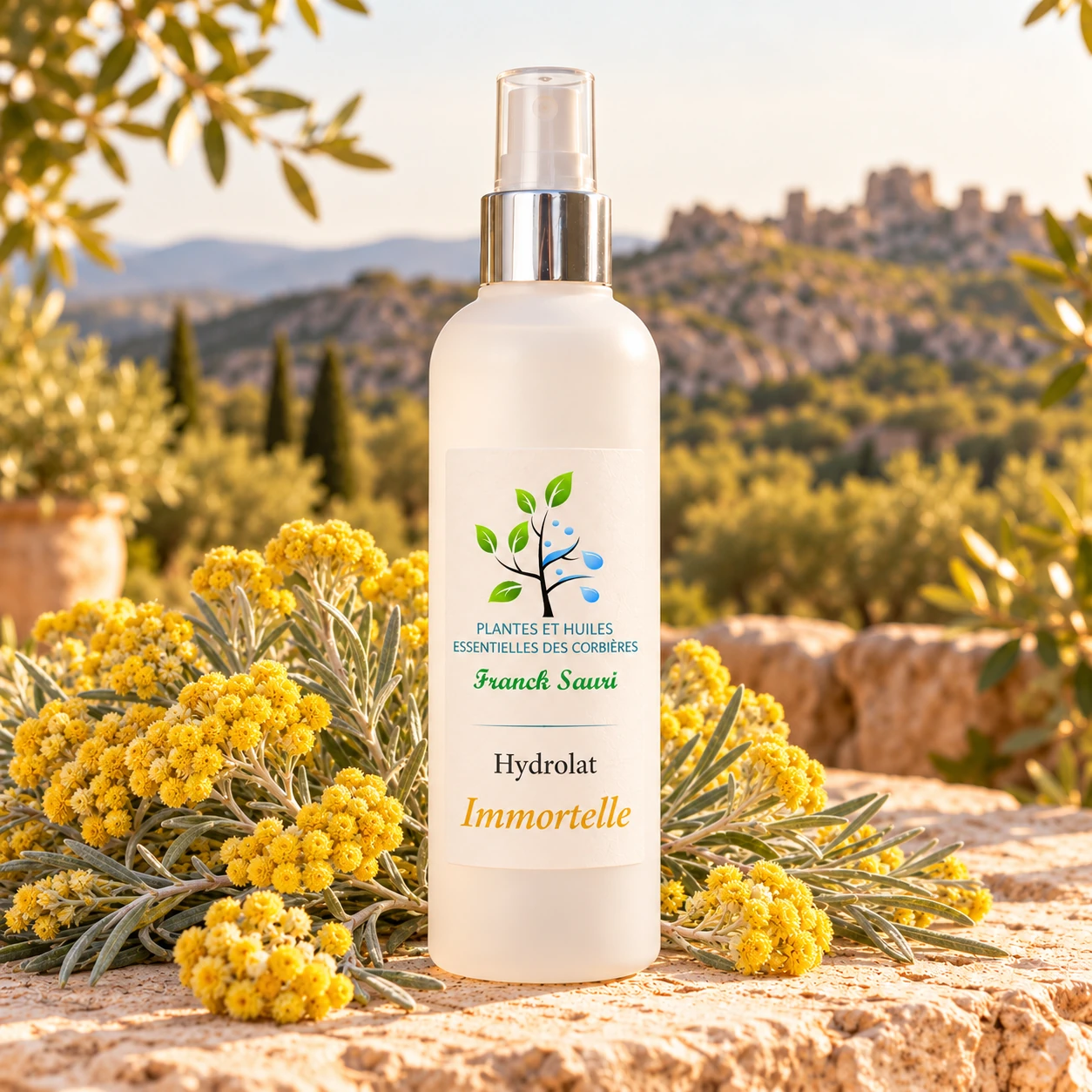 Hydrolat d'immortelle bio avec sa plante associée – Franck Sauri