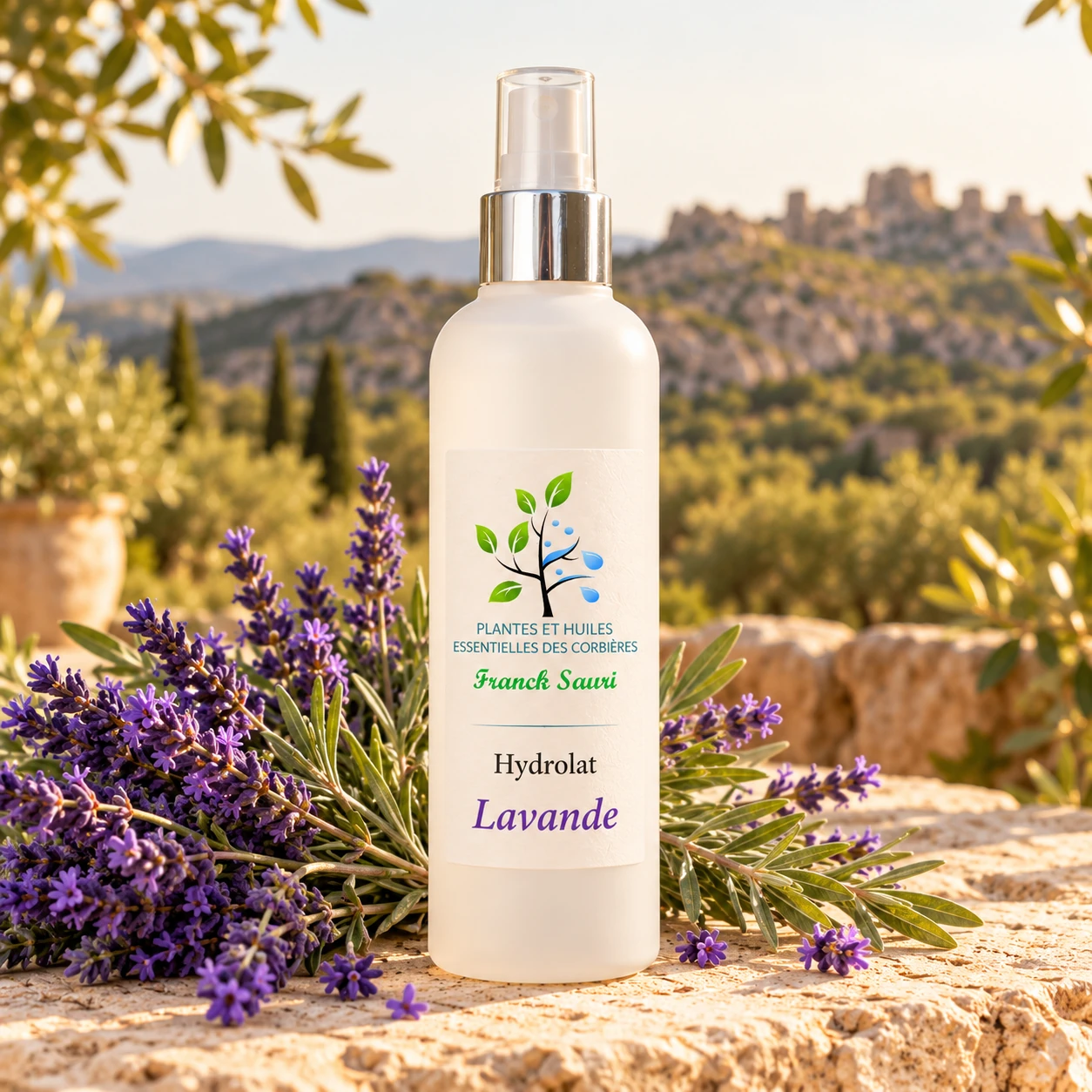 Eau florale de fleurs de Lavande bio avec sa plante associée – Franck Sauri