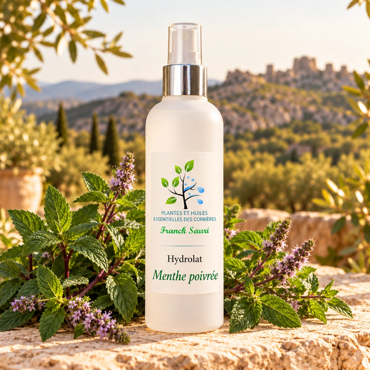 hydrolat de menthe poivrée avec sa plante associée – Franck Sauri
