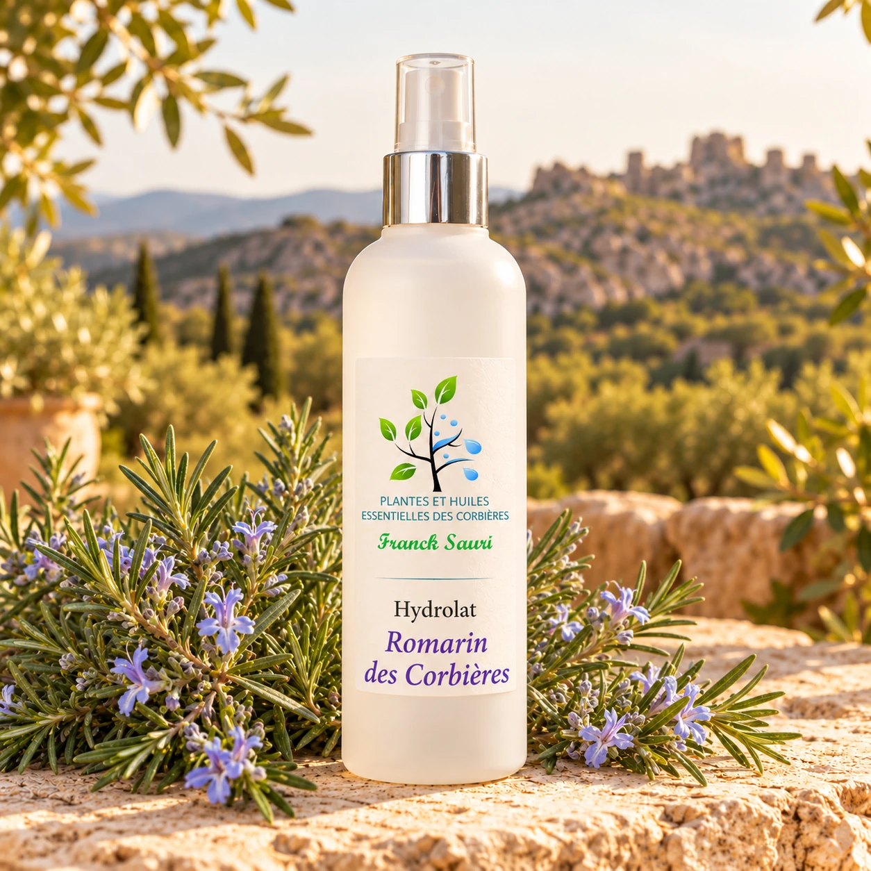 Hydrolat de Romarin des Corbières sauvage bio avec sa plante associée – Franck Sauri