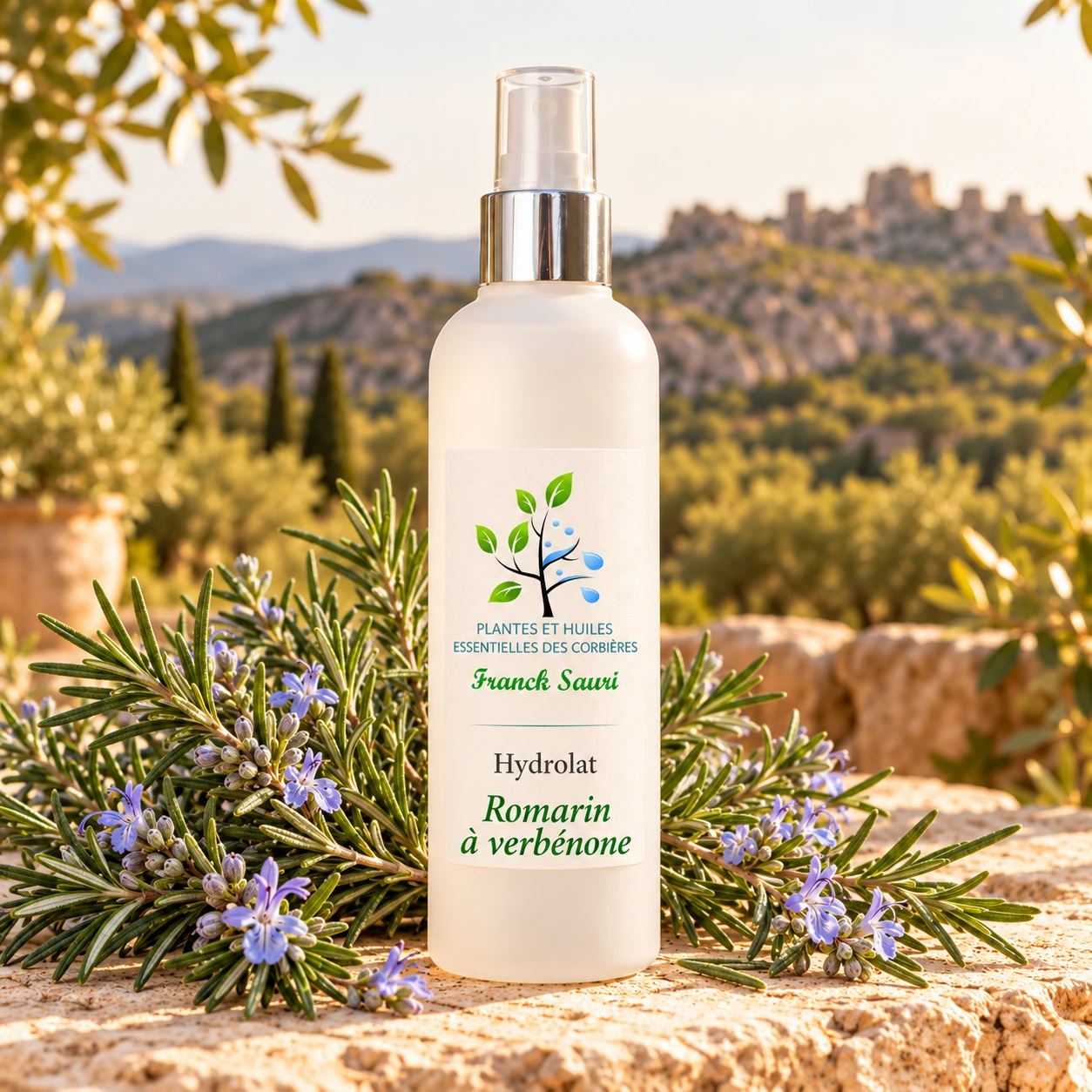 Hydrolat de Romarin a verbenone bio avec sa plante associée – Franck Sauri