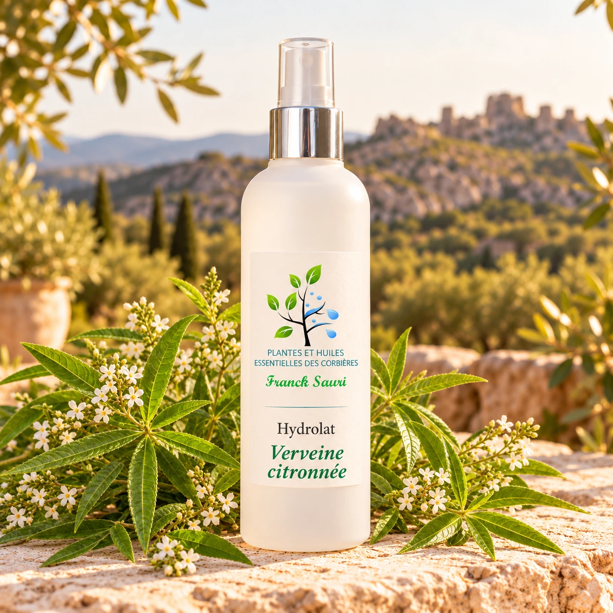 hydrolat de verveine citronnée des Corbières avec sa plante associée – Franck Sauri